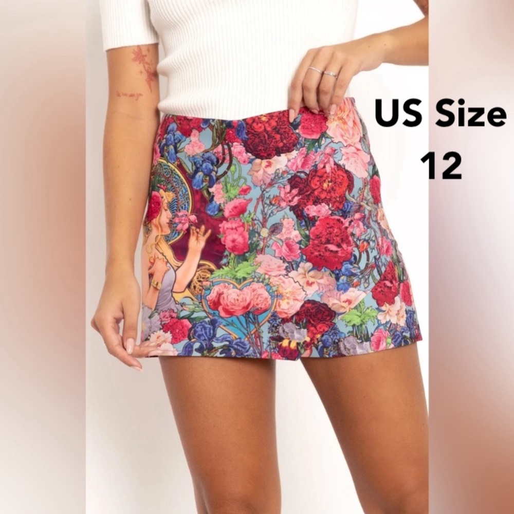 BLACKMILK Fragrance of Violets SKORT! French Floral High Waist Art Nouveau